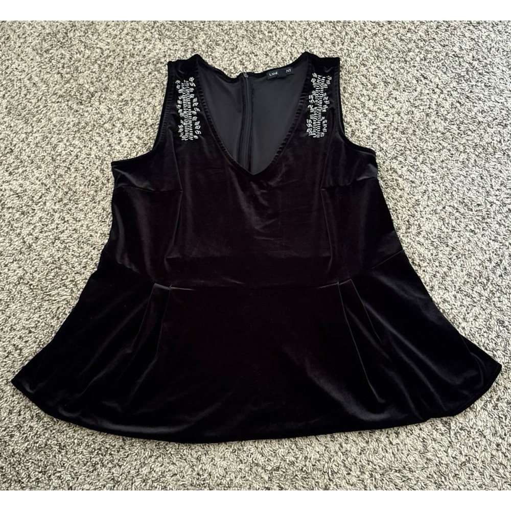 Lane Bryant Women's Sleeveless Black Velvet Beads Tank Top Size 18/20